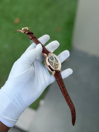 Luxury Rose Gold Automatic Skeleton Leather Watch