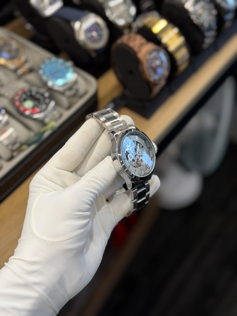 Men's Stainless Steel Skeleton Dial Automatic Watch