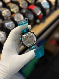 Transparent Teal Analog-Digital Sports Watch