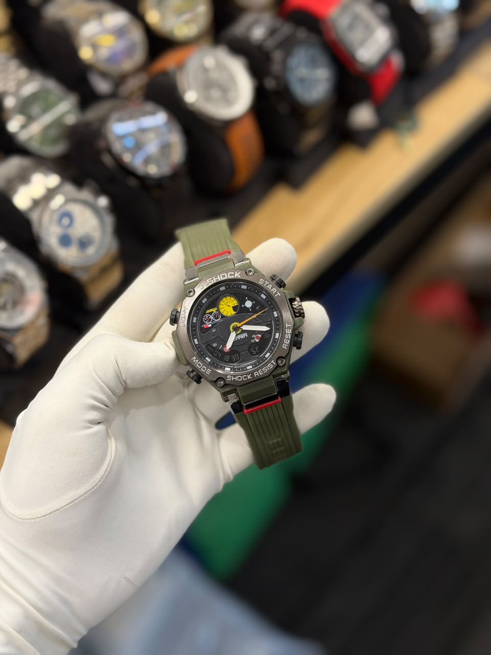 Olive Green Analog-Digital Sports Watch