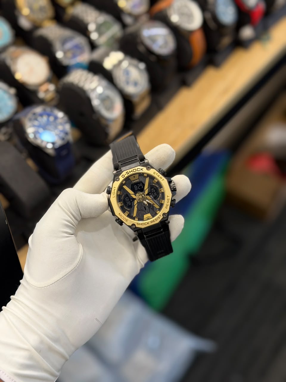 Black & Gold Analog-Digital Sports Watch