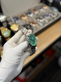 Men's Mint Green Dial Chronograph-Style Watch – Silver
