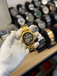 Luxury Gold Skeleton Automatic Watch – Stainless Steel Bracelet