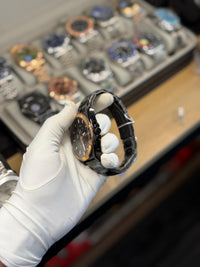 Men's Black &  Gold Chronograph-Style Analog Watch