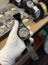 Luxury Black Skeleton Automatic Watch – Leather Strap