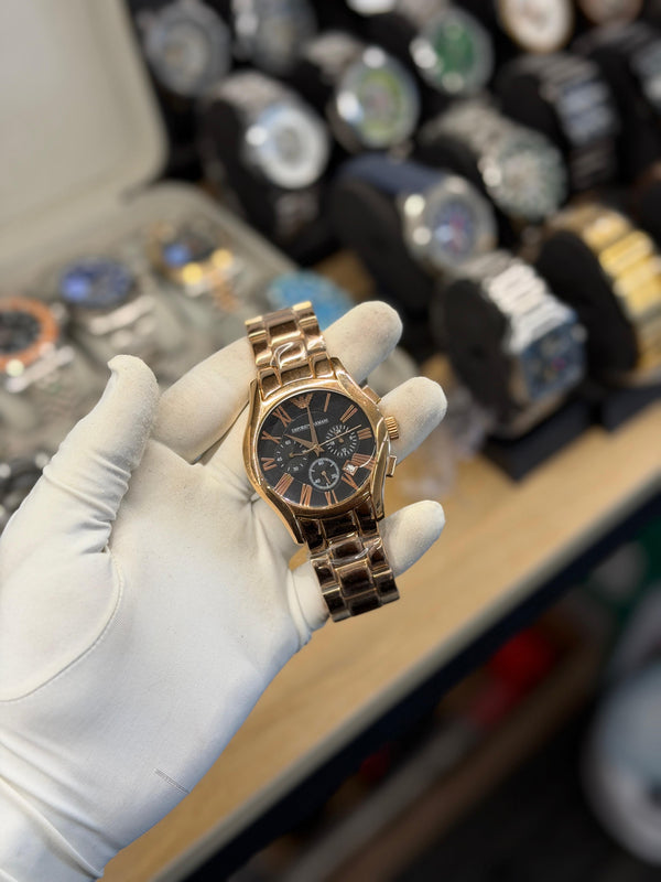 Luxury Rose Gold Analog Quartz Watch – Black Dial