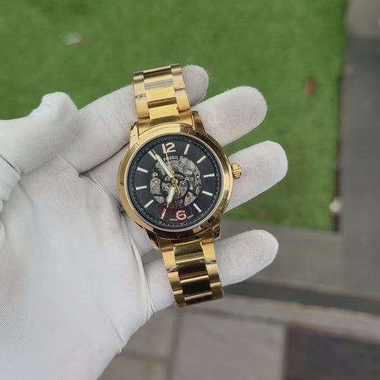 Men's luxury skeleton watch - Black Gold