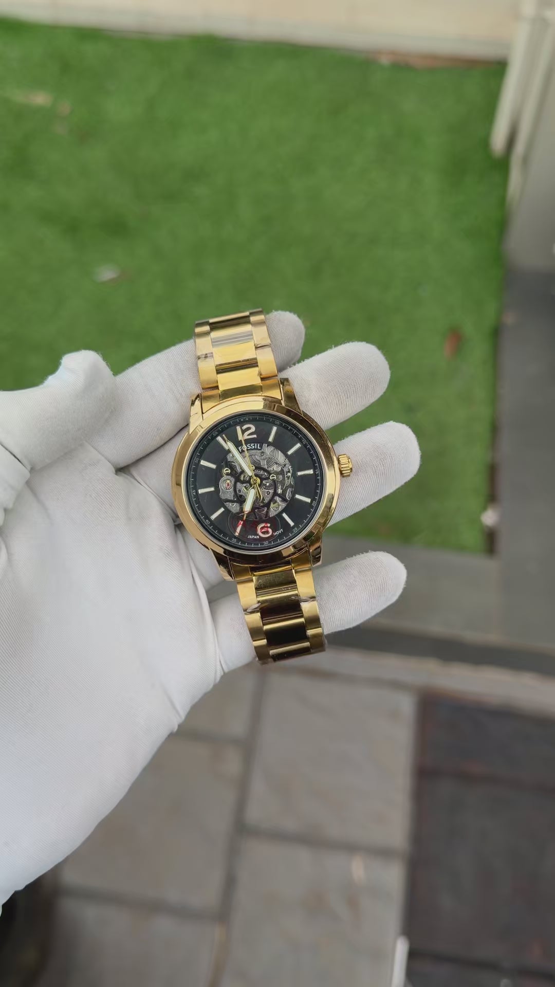 Men's luxury skeleton watch - Black Gold
